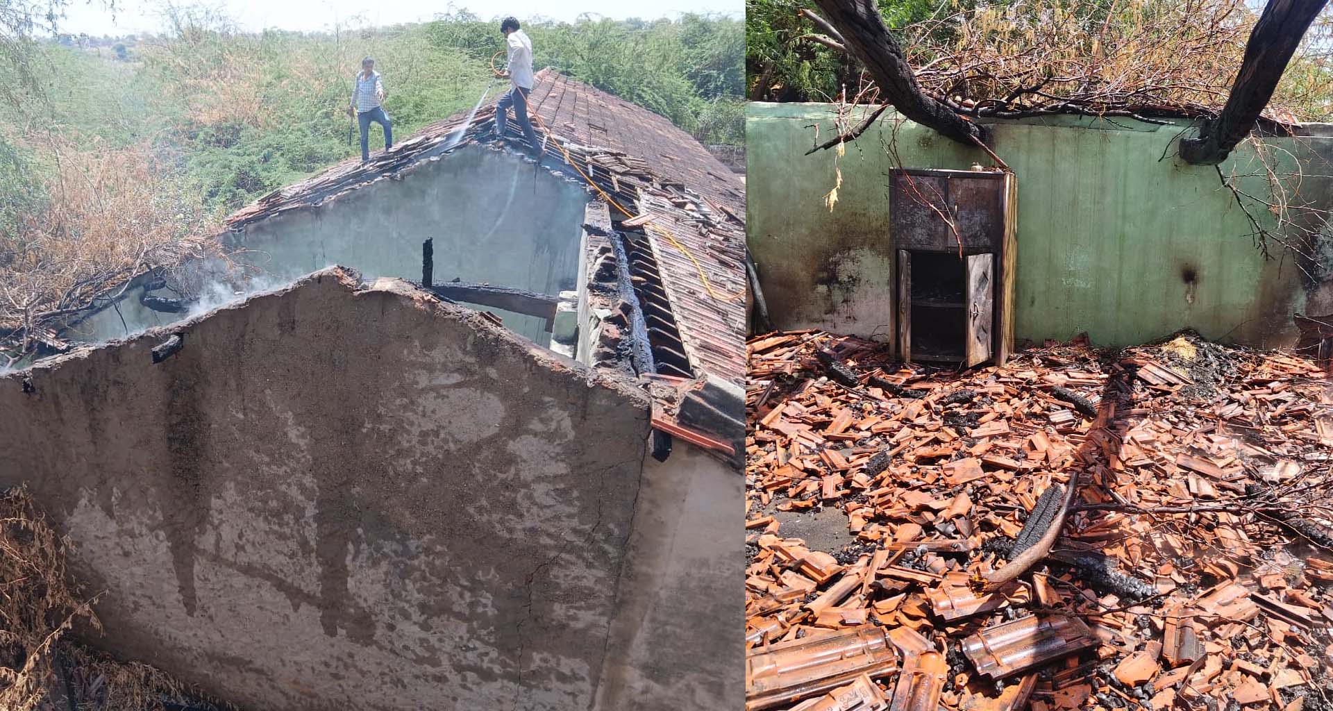 ધાનેરાના વાછડાલ ગામે મકાનમાં અગમ્ય કારણોસર ભીષણ આગ લાગી