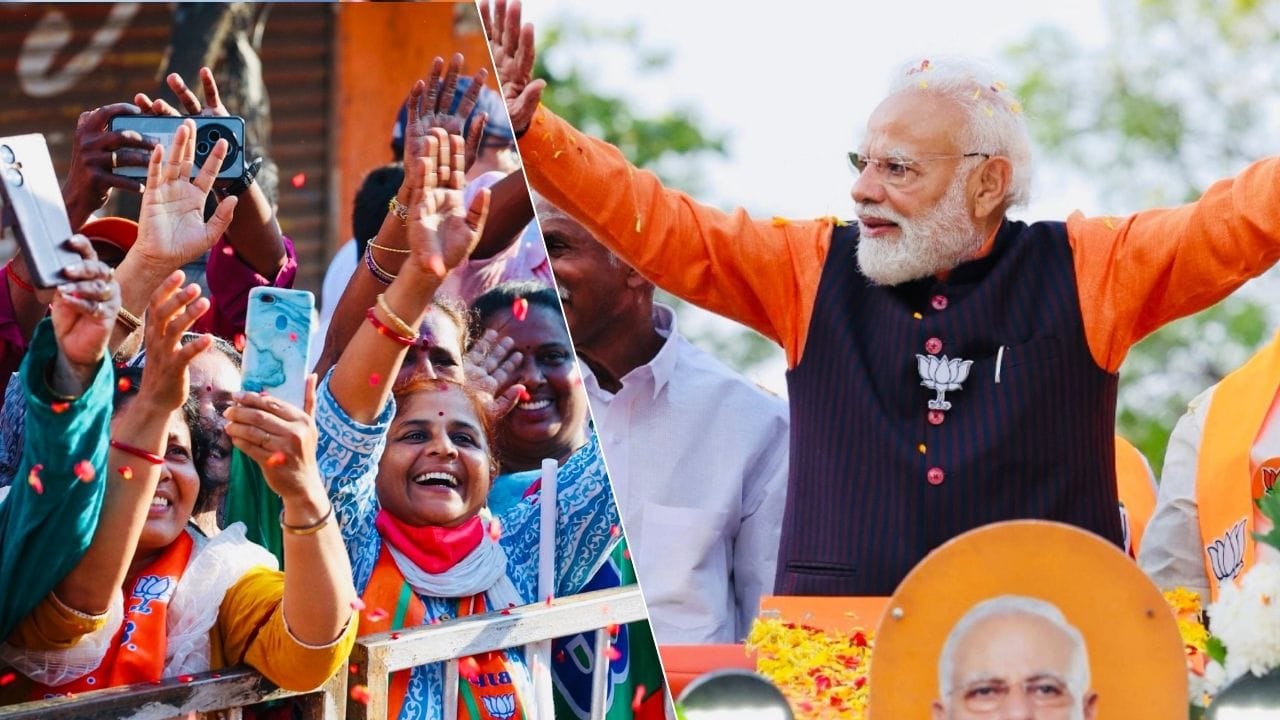 પુડુચેરીમાં પીએમ મોદીના રોડ શો માટે લોકોની ભીડ ઉમટી,  ફૂલોની વર્ષા અને 'ભારત માતા કી જય'ના નારા લાગ્યા