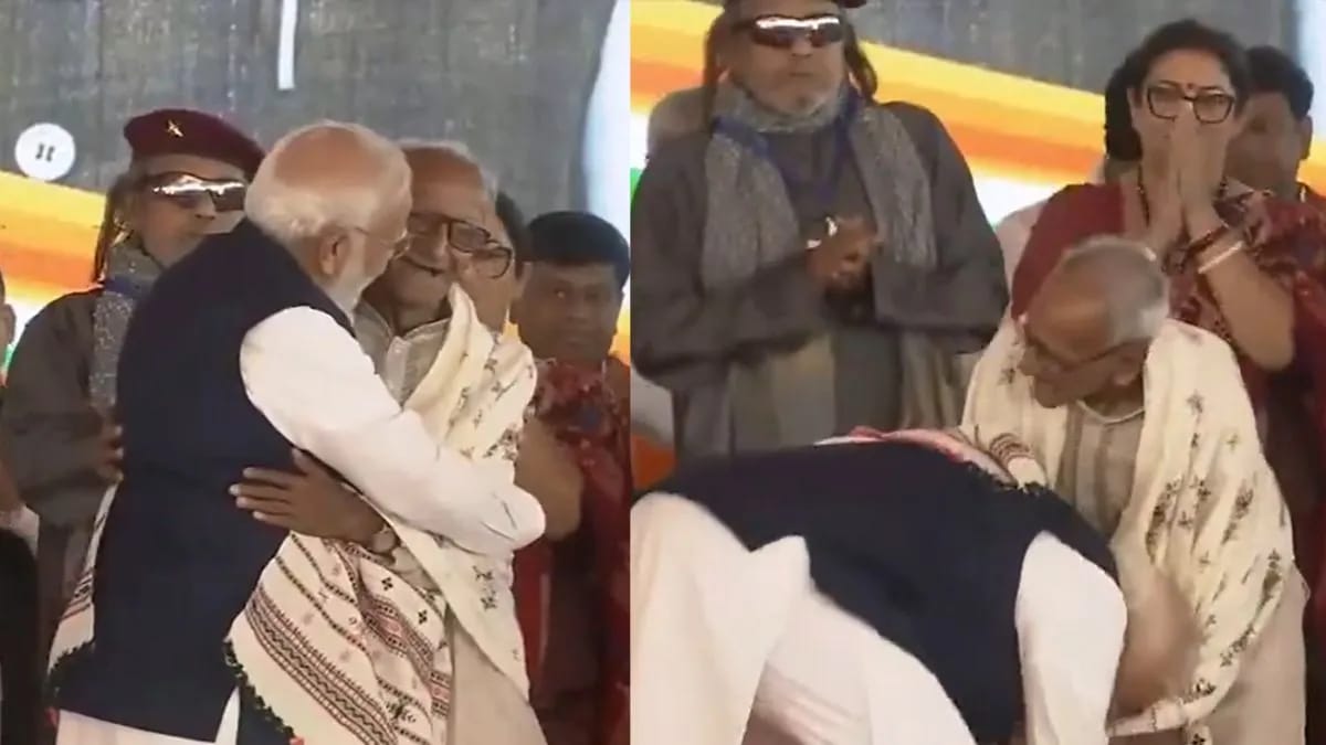 કોલકાતામાં શપથ ગ્રહણ સમારોહ પહેલા પીએમ મોદીએ સ્ટેજ પર કોના પગ સ્પર્શ્યા? જાણો તેમના વિશે