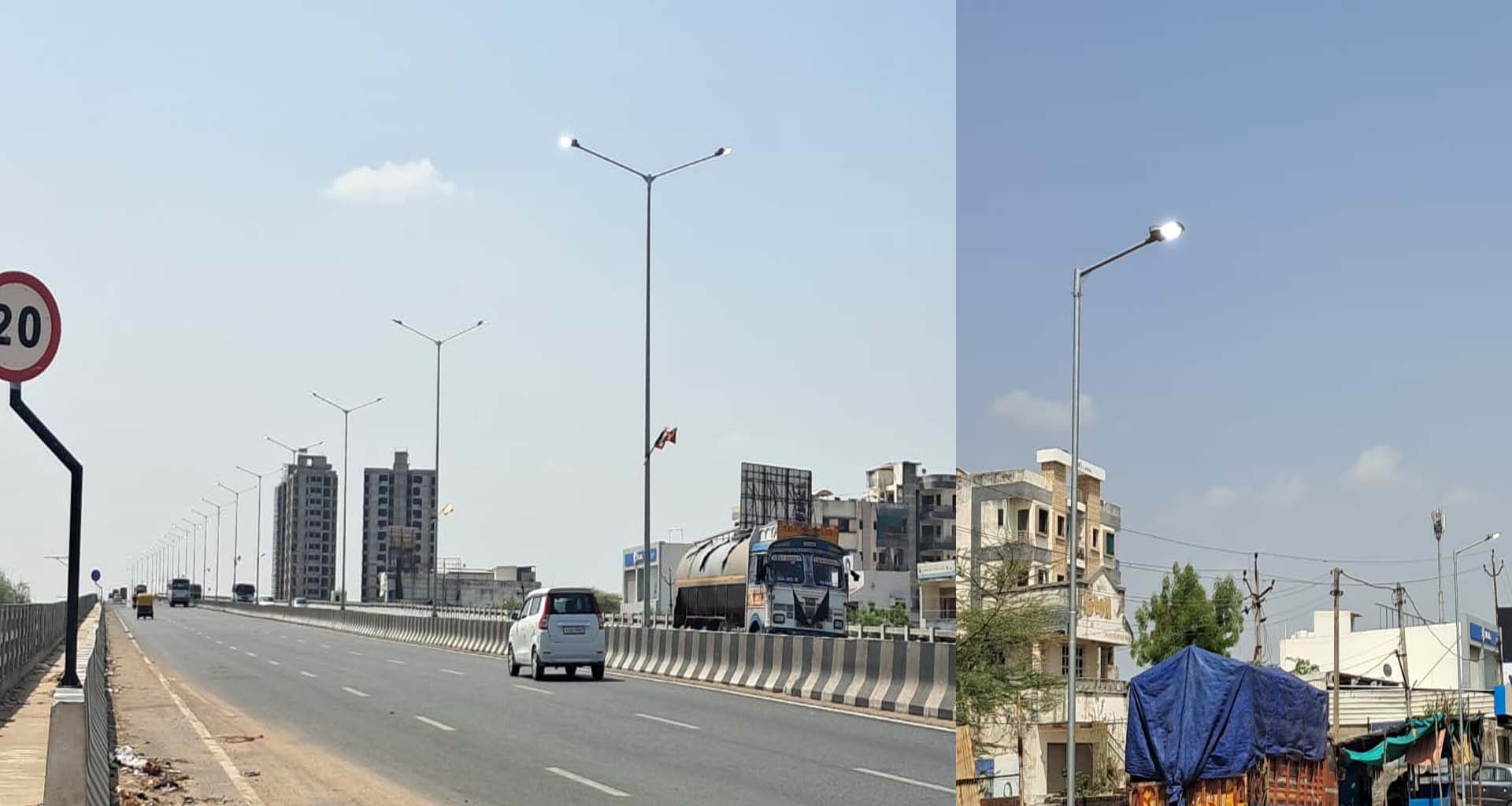 પાલનપુરમાં ધોળે દહાડે સ્ટ્રીટ લાઈટો ચાલું:તંત્ર સામે ઉઠ્યા સવાલ