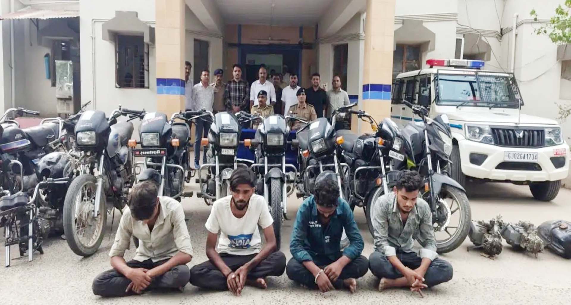 કડી પોલીસની મોટી સફળતા: 15 ચોરાયેલા બાઈક સાથે 4 આરોપી ઝડપાયા
