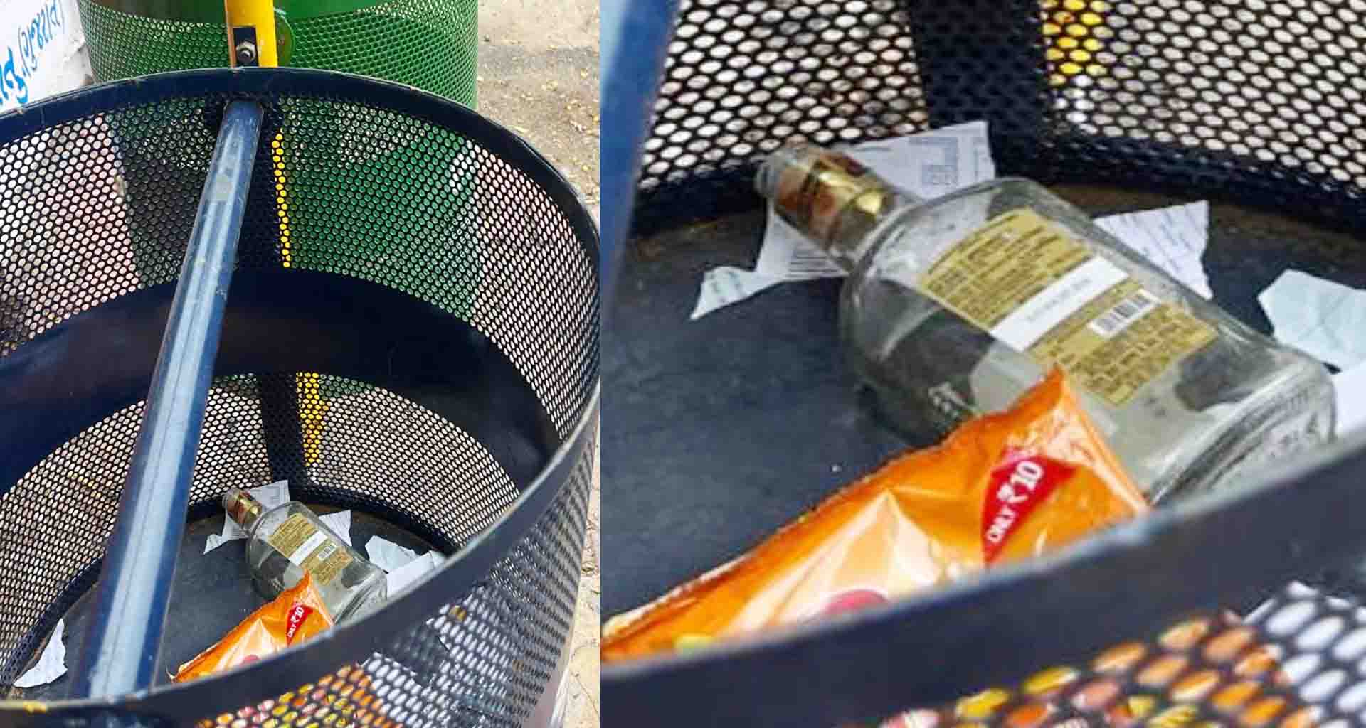 ડીસાના ડસ્ટબીનમાં કચરાને બદલે વિદેશી દારૂની બોટલો મળી