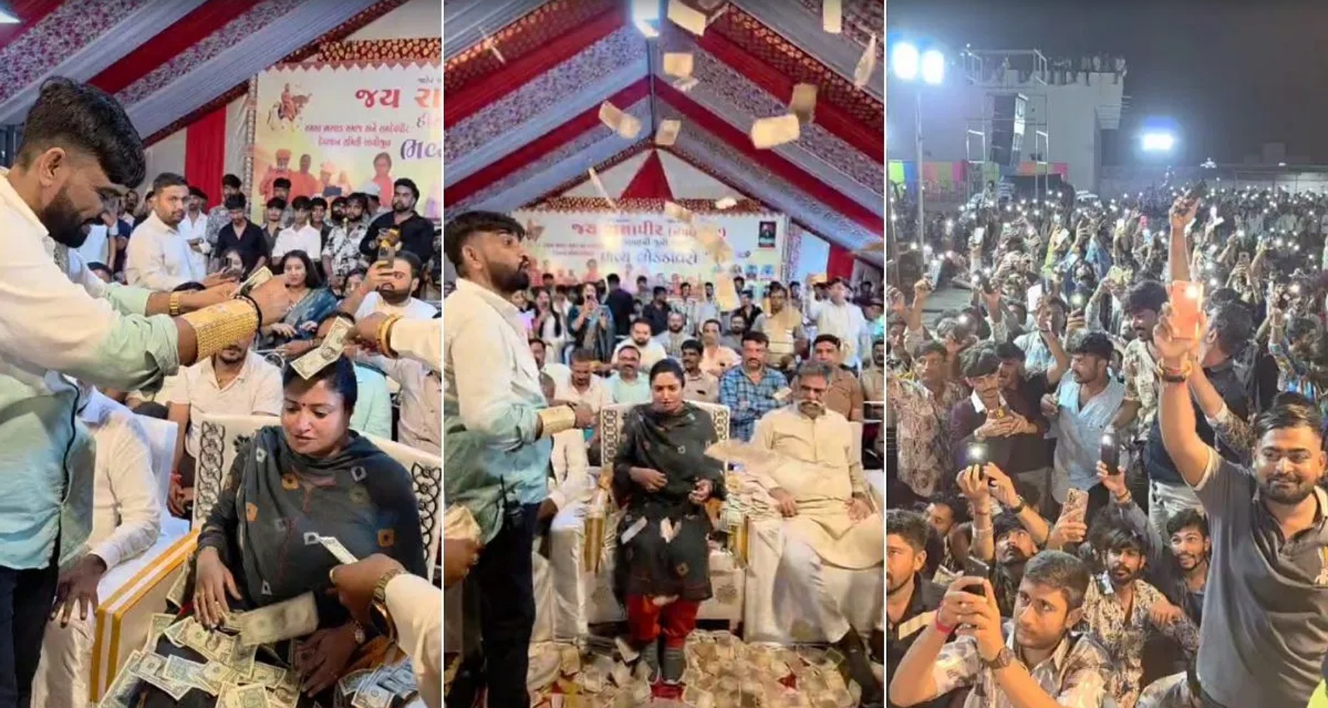 જામનગરના સાંસદ પૂનમબેન માડમ પર ડોલર અને સોના-ચાંદીની નોટોનો વરસાદ