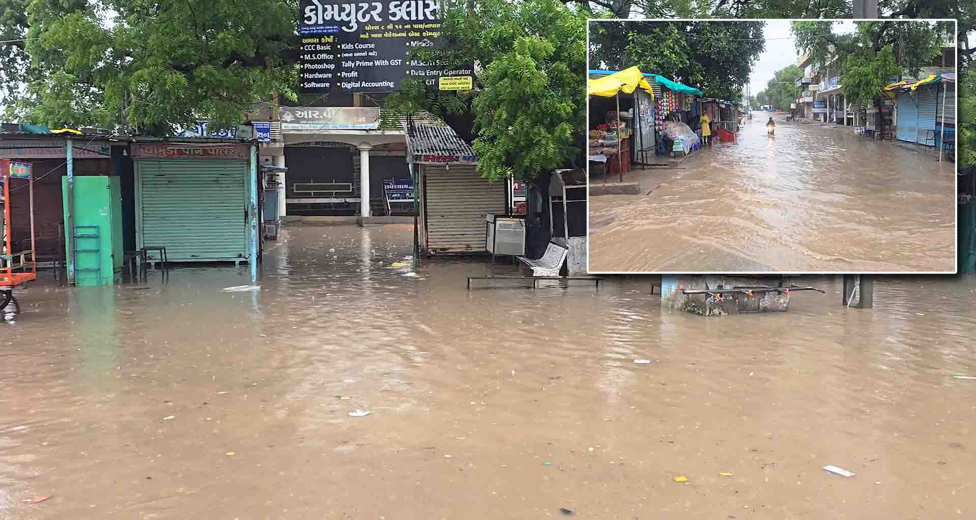 લાખણીમાં 3 ઇંચ વરસાદથી જળબંબાકાર જેવી સ્થિતિ: હાઇવે અને મુખ્ય બજારમાં ભરાયા પાણી