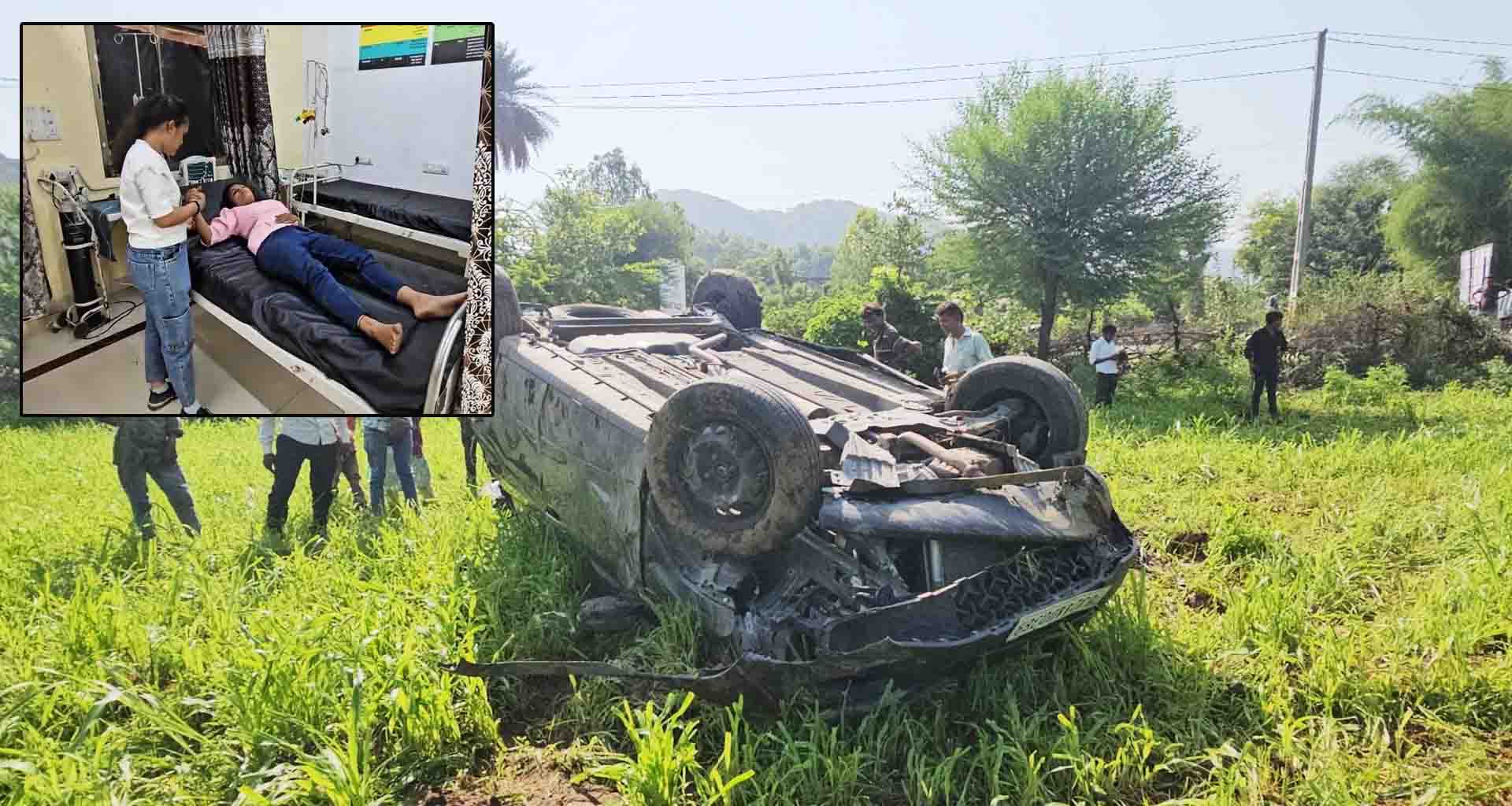 અંબાજી દર્શન કરી પરત ફરતા પાટણના પરિવારની ગાડી પલ્ટી ખાતા અકસ્માત સજૉયો