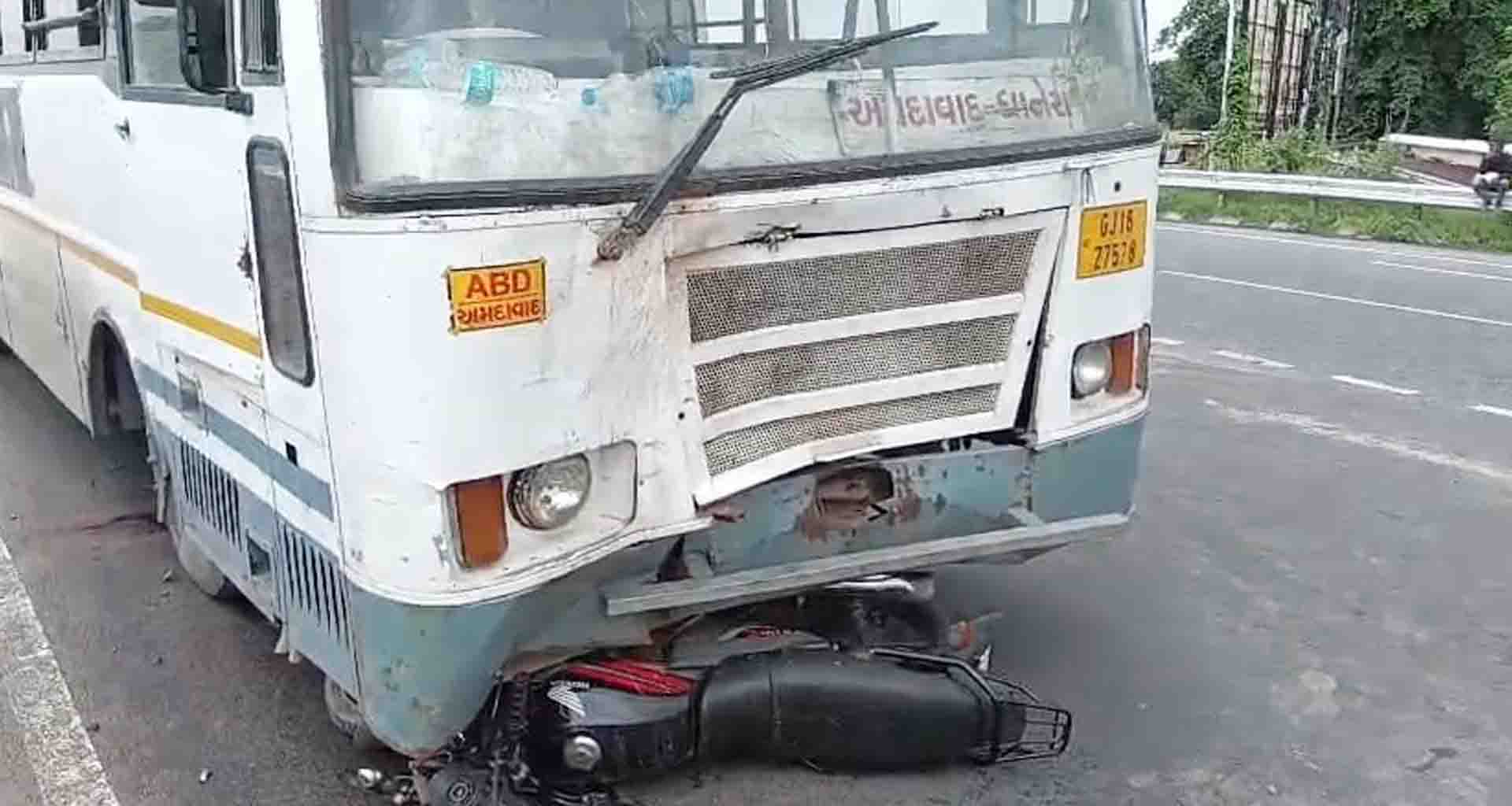 કાણોદર નજીક એસ.ટી.બસ અને બાઈક વચ્ચે અકસ્માત; બાઈક ચાલકનું મોત 1 ને ઇજા