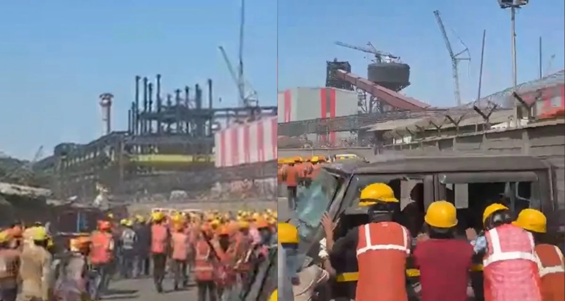 સુરતના હજીરામાં એક કંપનીમાં હોબાળો; કર્મચારીઓએ વાહનોમાં તોડફોડ કરી અને આગ લગાવી