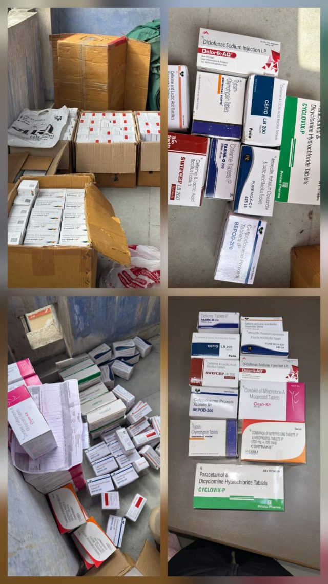 અંદાજે રૂ. ૧૭ લાખની કિંમતની ડુપ્લિકેટ-સ્પુરીયસ એલોપેથીક દવાઓ જપ્ત કરતું ખોરાક અને ઔષધ નિયમન તંત્ર