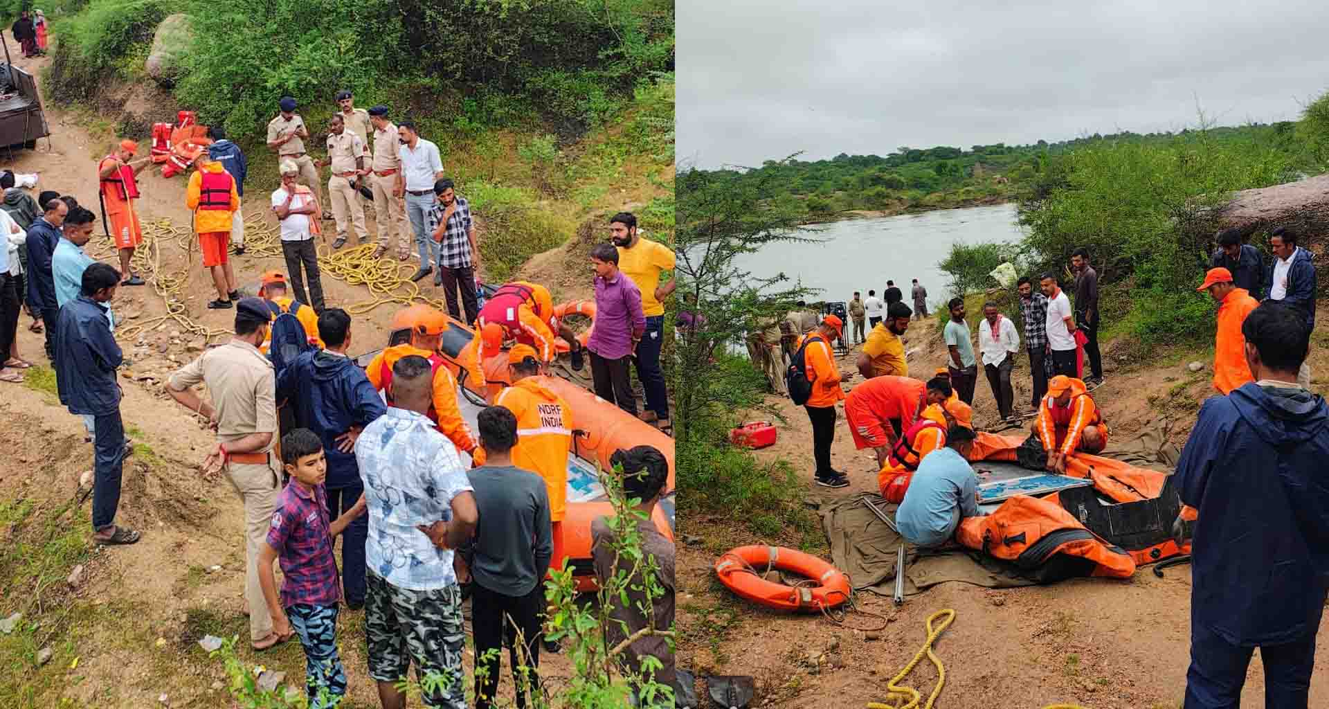 વડનગરના વાગડી ગામે નદીમાં ફસાયેલા 7 યુવકોને એનડીઆરએફની ટીમ દ્વારા રેસ્કયુ કરી બચાવાયા