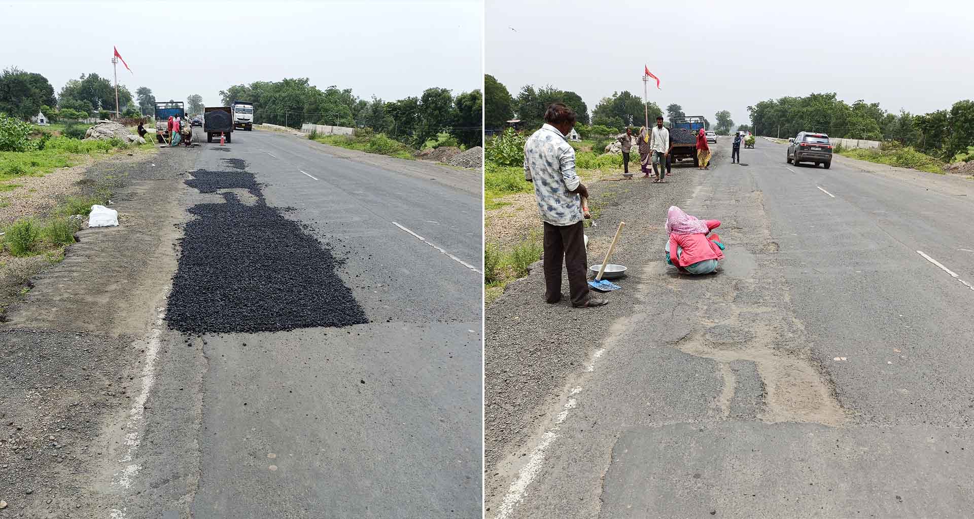 સાબરકાંઠા જિલ્લામાં વરસાદથી ક્ષતિગ્રત થયેલ રસ્તાઓની તાત્કાલિક મરામત કામગીરી પૂરજોશમાં