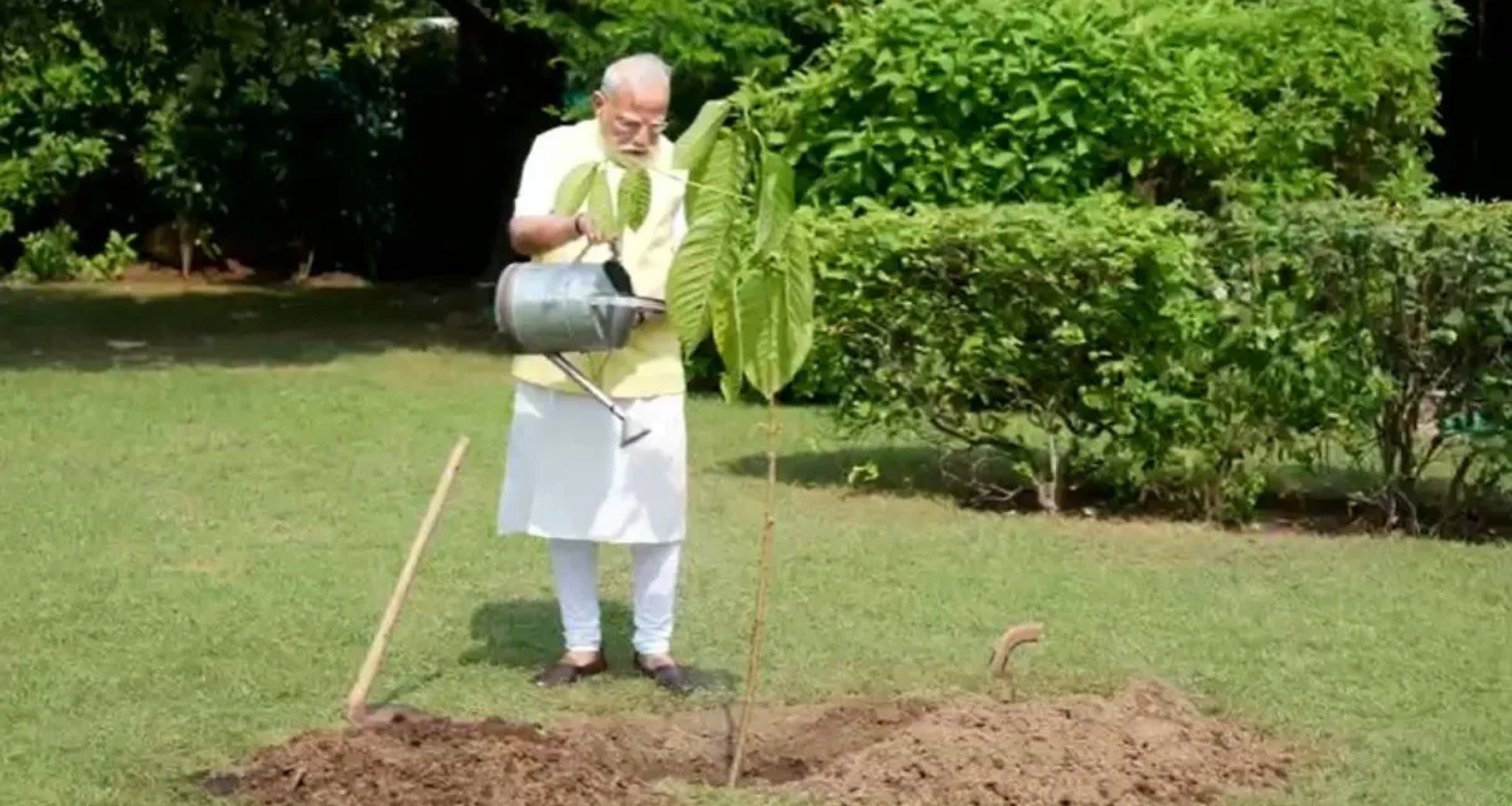 પીએમ મોદીએ તેમના નિવાસસ્થાને કદંબનું વૃક્ષ વાવ્યું