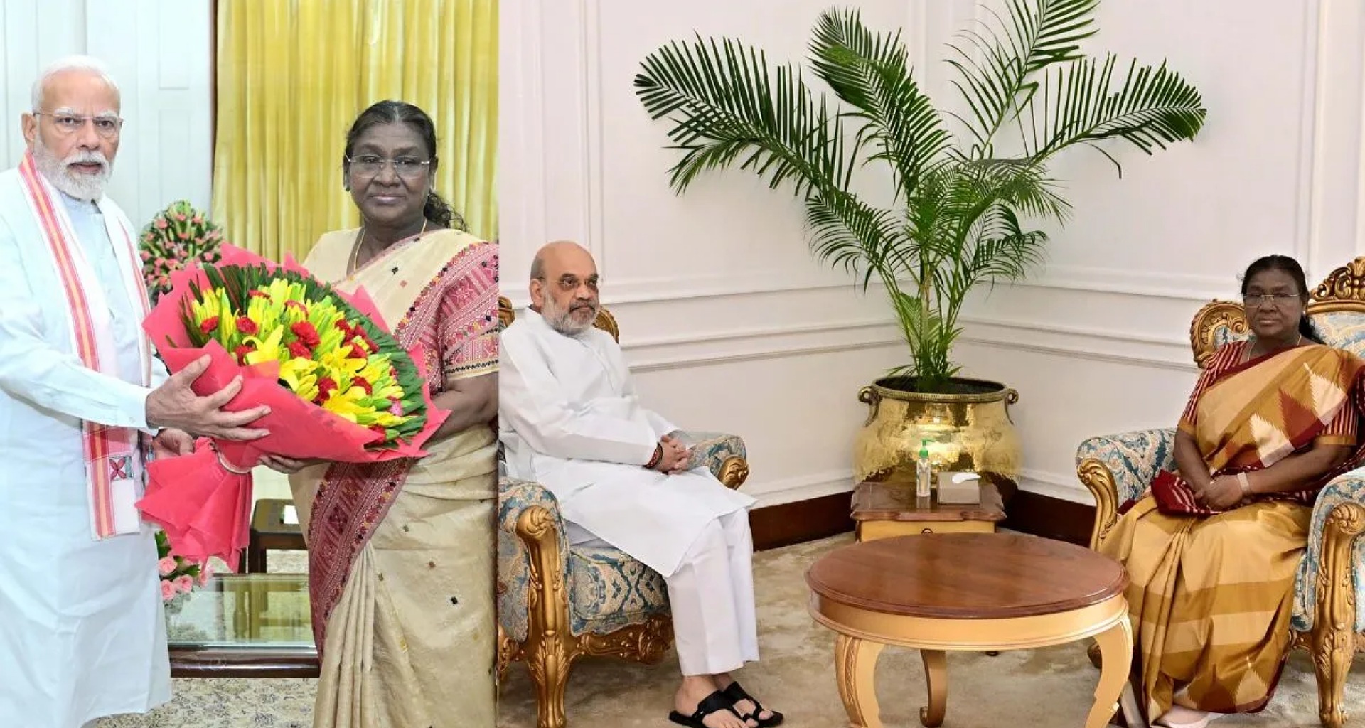 પીએમ મોદી અને ગૃહમંત્રી અમિત શાહ રાષ્ટ્રપતિ મુર્મુને મળ્યા