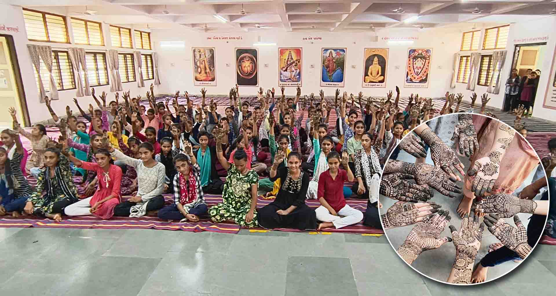 પાટણની કે કે ગર્લ્સ સ્કુલની 500 વિદ્યાર્થીનીઓએ હાથમાં મહેંદી મૂકી ગૌરીવ્રતની ઉજવણી કરી