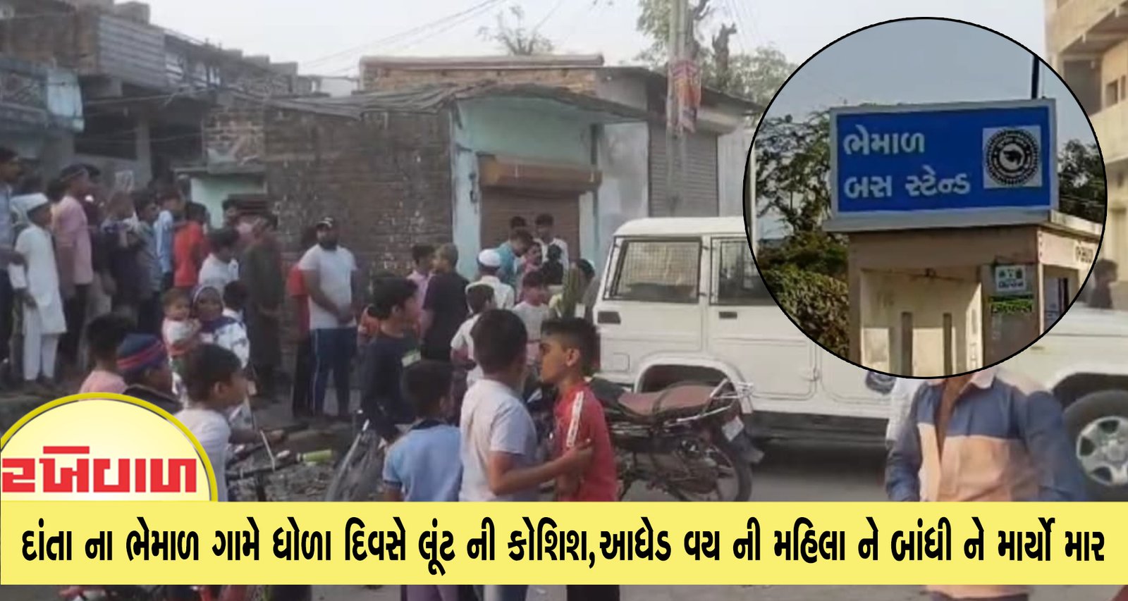 દાંતા ના ભેમાળ ગામે ધોળા દિવસે લૂંટની કોશિશ,આધેડ વયની મહિલા ને બાંધી ને માર્યો માર