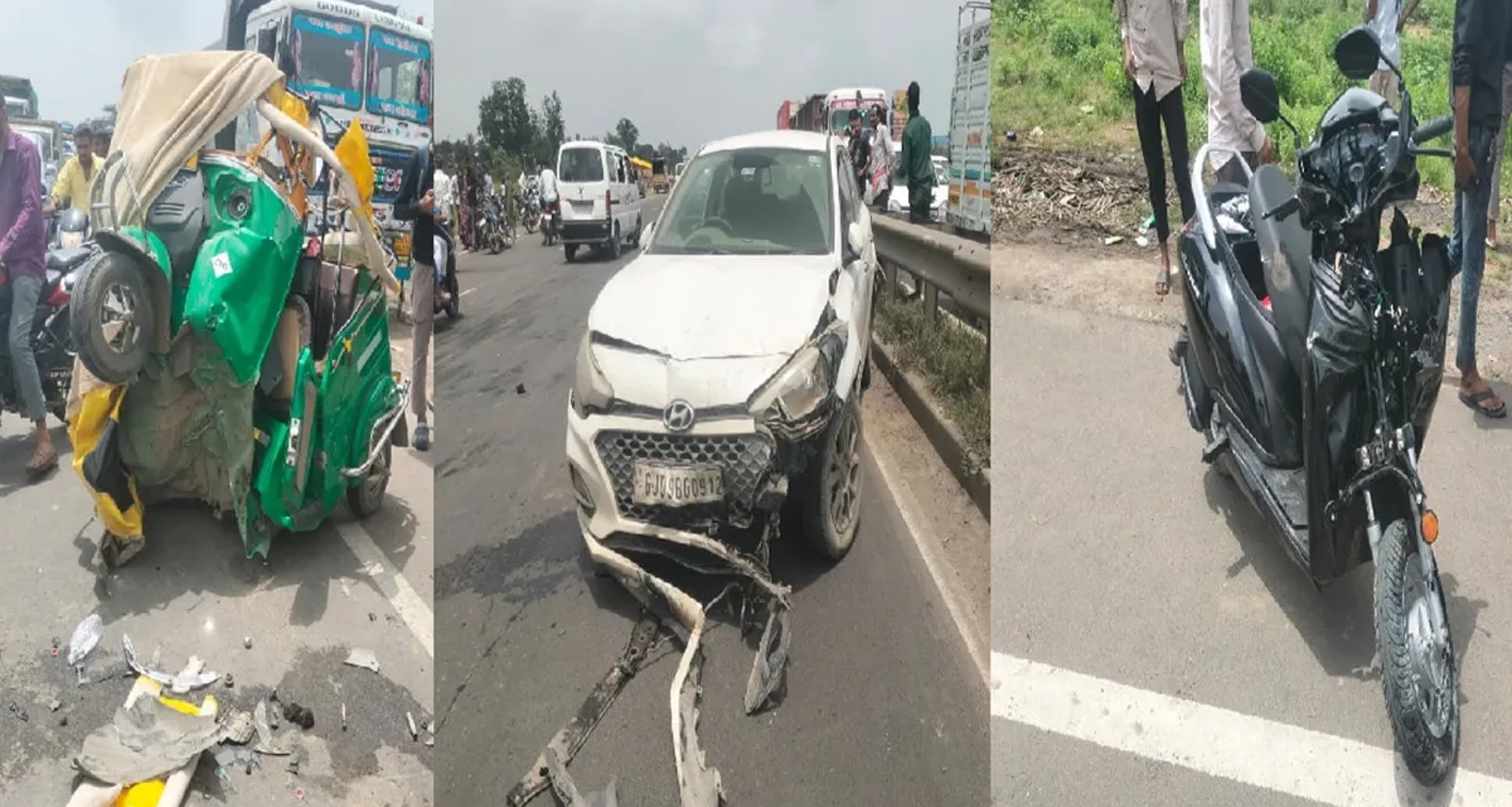ગુજરાતમાં ભયાનક માર્ગ અકસ્માત, મોપેડ, રિક્ષા અને કાર વચ્ચે જોરદાર ટક્કર, વાહનોના ટુકડા થઈ ગયા, 5 લોકોના મોત