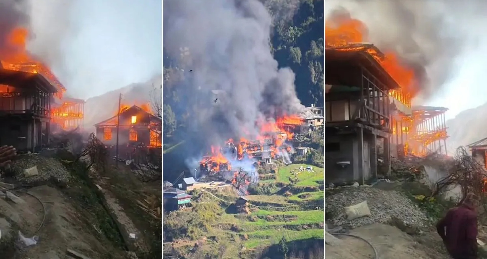 હિમાચલ પ્રદેશ: કુલ્લુમાં અડધું ગામ થયું રાખ, ગાયોના વાડા પણ બળીને ખાખ