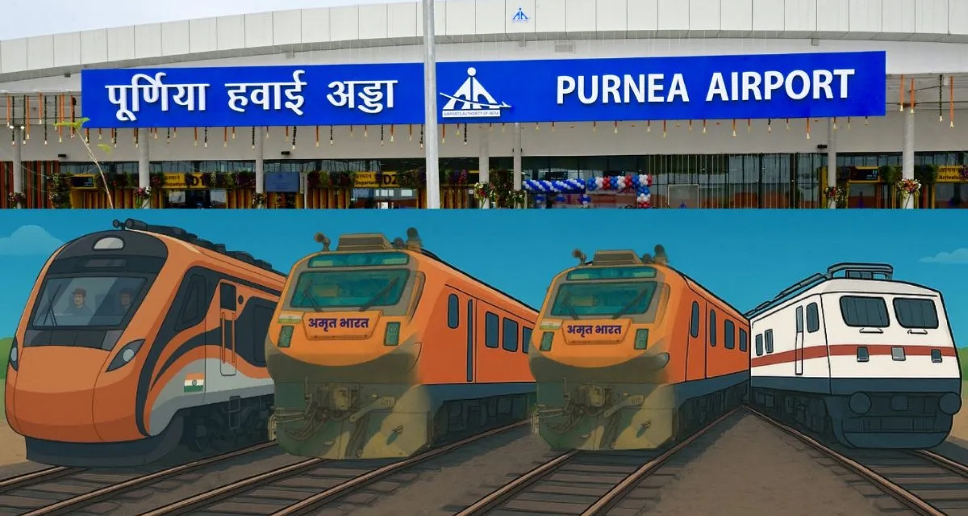 PM મોદીએ પૂર્ણિયા એરપોર્ટ,  વંદે ભારત, અમૃત ભારત અને એક્સપ્રેસ ટ્રેનનું ઉદ્ઘાટન કર્યું