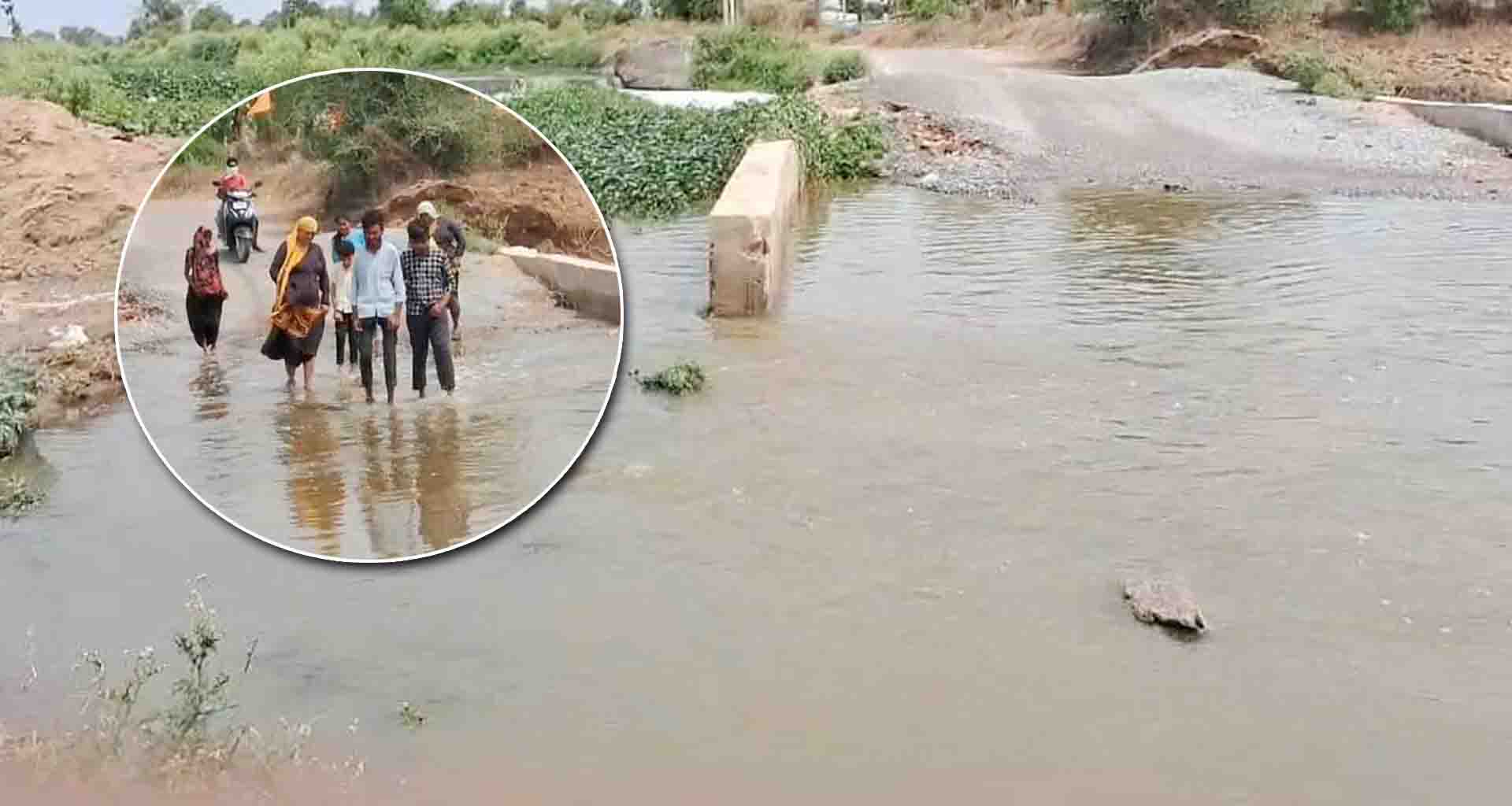 કમોસમી માવઠા ઇફેક્ટ; વેડંચા -ભાવિસણા વચ્ચેનું નાળું ધોવાયું