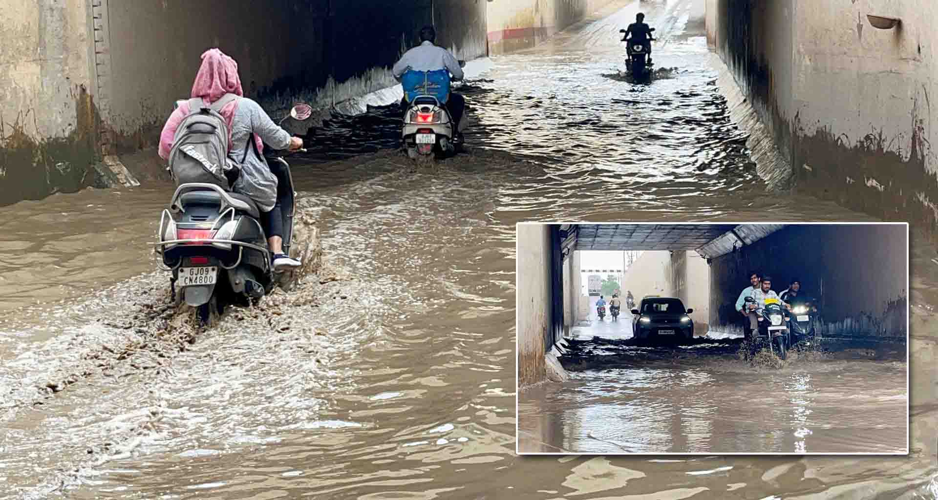 પાલનપુર હાઇવેની બાજુમાં આવેલ ગરનાળામાં વરસાદી પાણી ભરાતાં વાહન ચાલકો પરેશાન...!