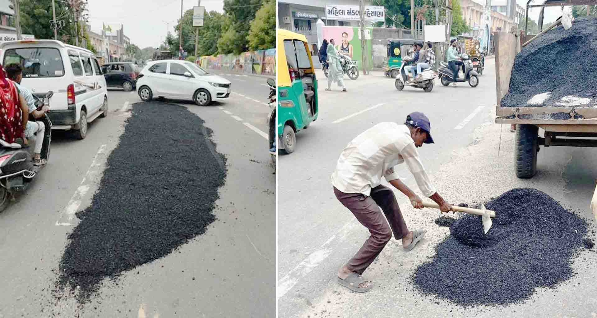 મહેસાણા મહાનગરપાલિકા દ્વારા રસ્તાની સમારકામ કામગીરી હાથ ધરાતા લોકોને ખાડારાજથી રાહત મળી
