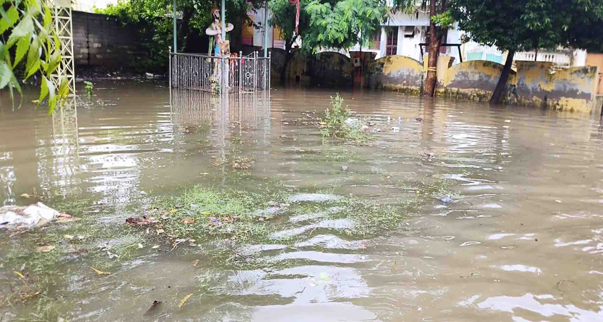 નવી ભીલડી પ્રાથમીક શાળા બેટમાં ફેરવાઈ; ઠેર-ઠેર પાણી ભરાયા