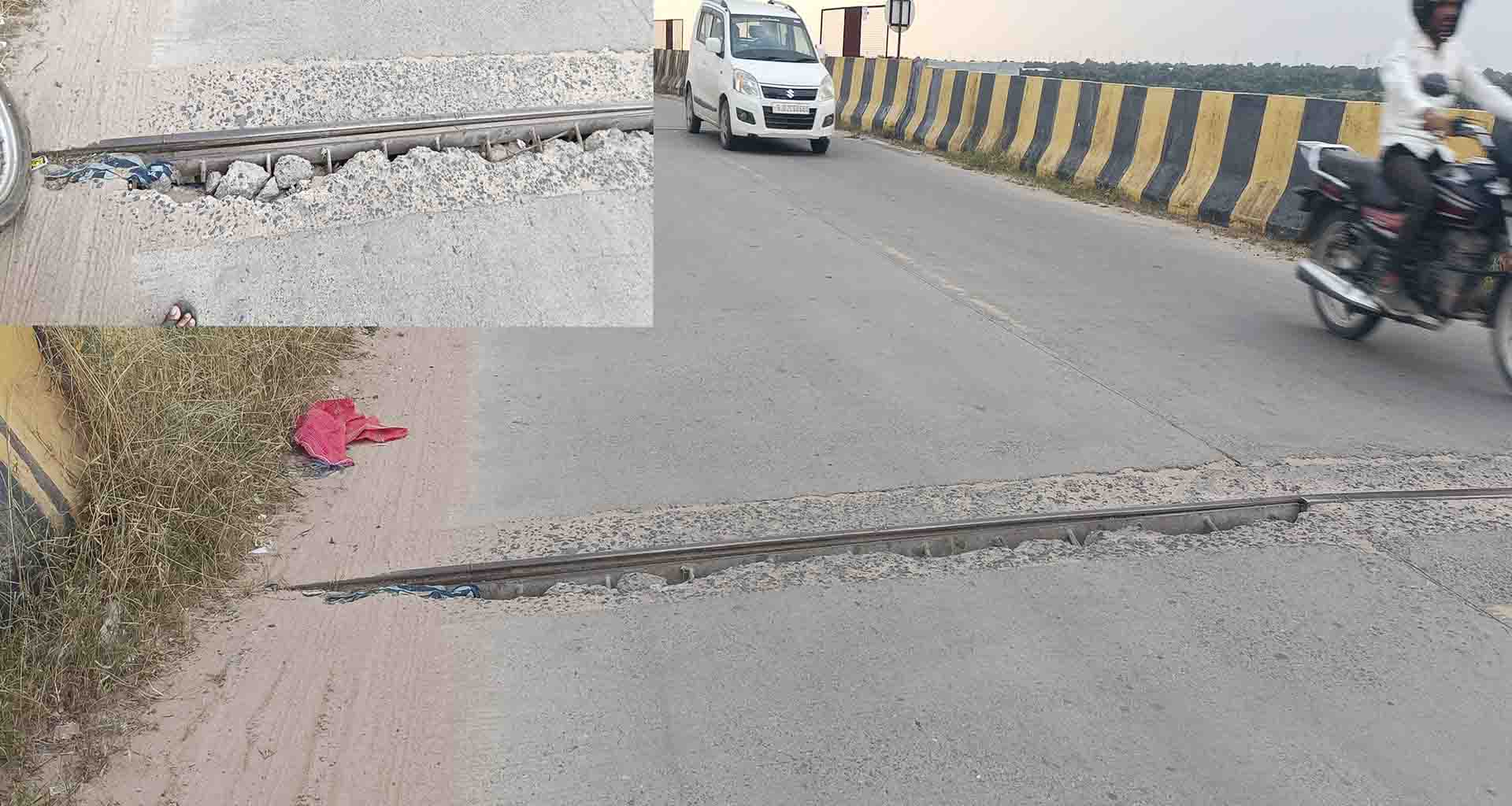 છાપી રેલ્વે ઓવરબ્રિજ માં પોણા ફૂટની જગ્યા થતા ભય નો માહોલ