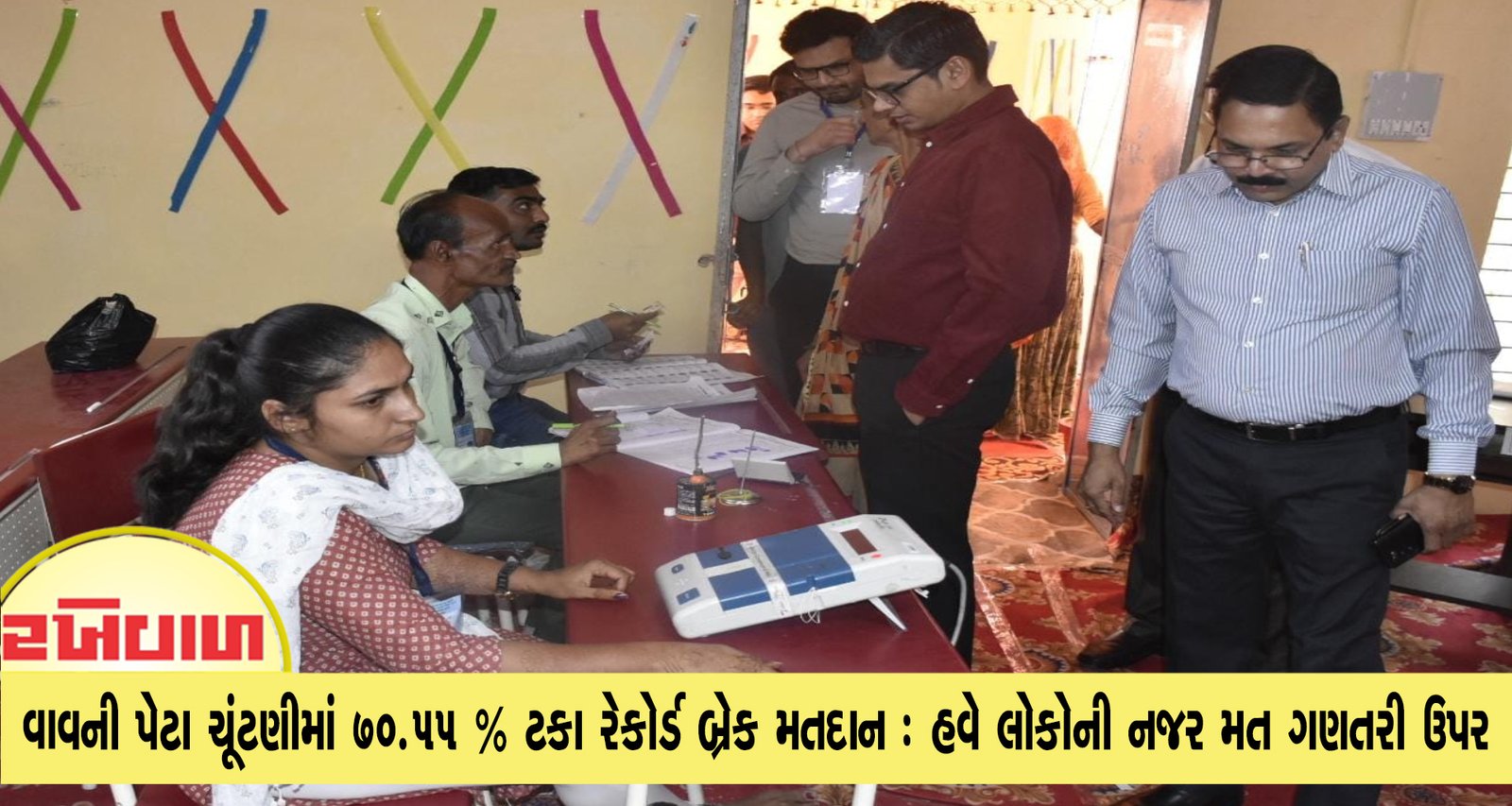 વાવની પેટા ચૂંટણીમાં 70.55 % ટકા રેકોર્ડ બ્રેક મતદાન : હવે લોકોની નજર મત ગણતરી ઉપર