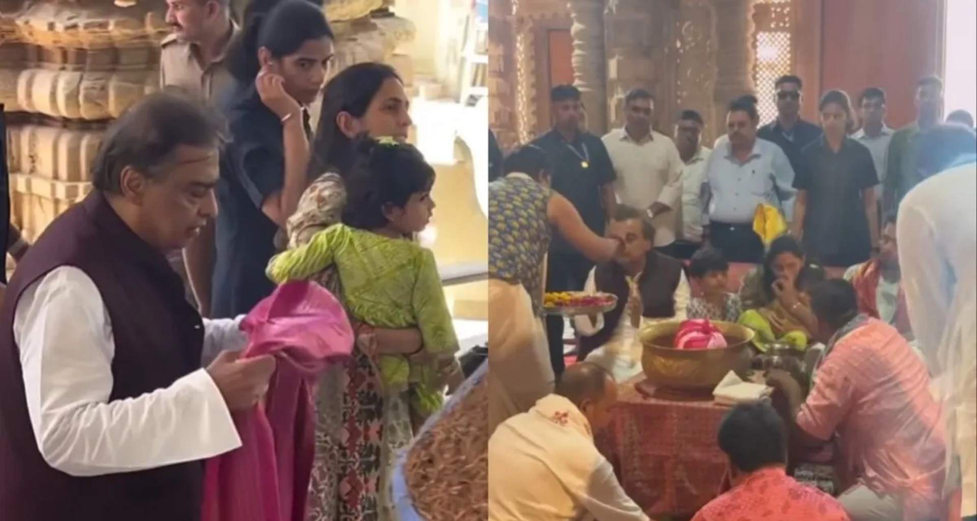 મુકેશ અંબાણી દ્વારકાધીશના દર્શન કરવા પહોંચ્યા, આકાશ અને શ્લોકા પણ તેમના બાળકો સાથે જોવા મળ્યા