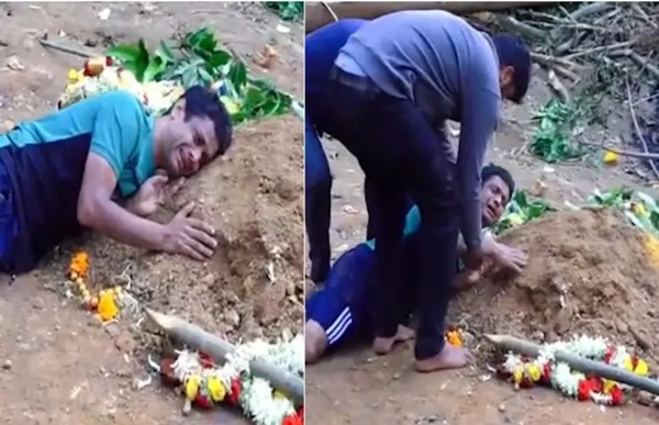 ‘હું પણ અહીં રહેવા માંગુ છું’: બેંગલુરુમાં ભાગદોડમાં માર્યા ગયેલા 21 વર્ષના પુત્રની કબર પર પિતા રડી પડ્યા