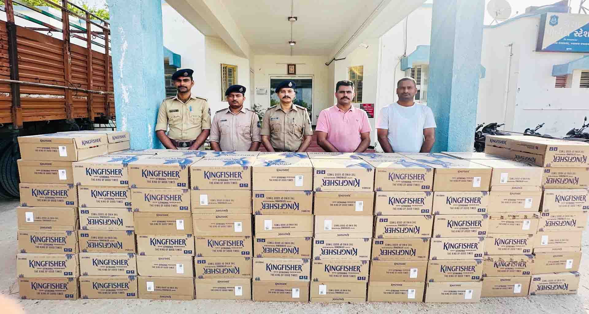 સાંચોર તરફથી લાવવામાં આવેલ બિયરનો જથ્થો જપ્ત; ટ્રક ચાલક ફરાર