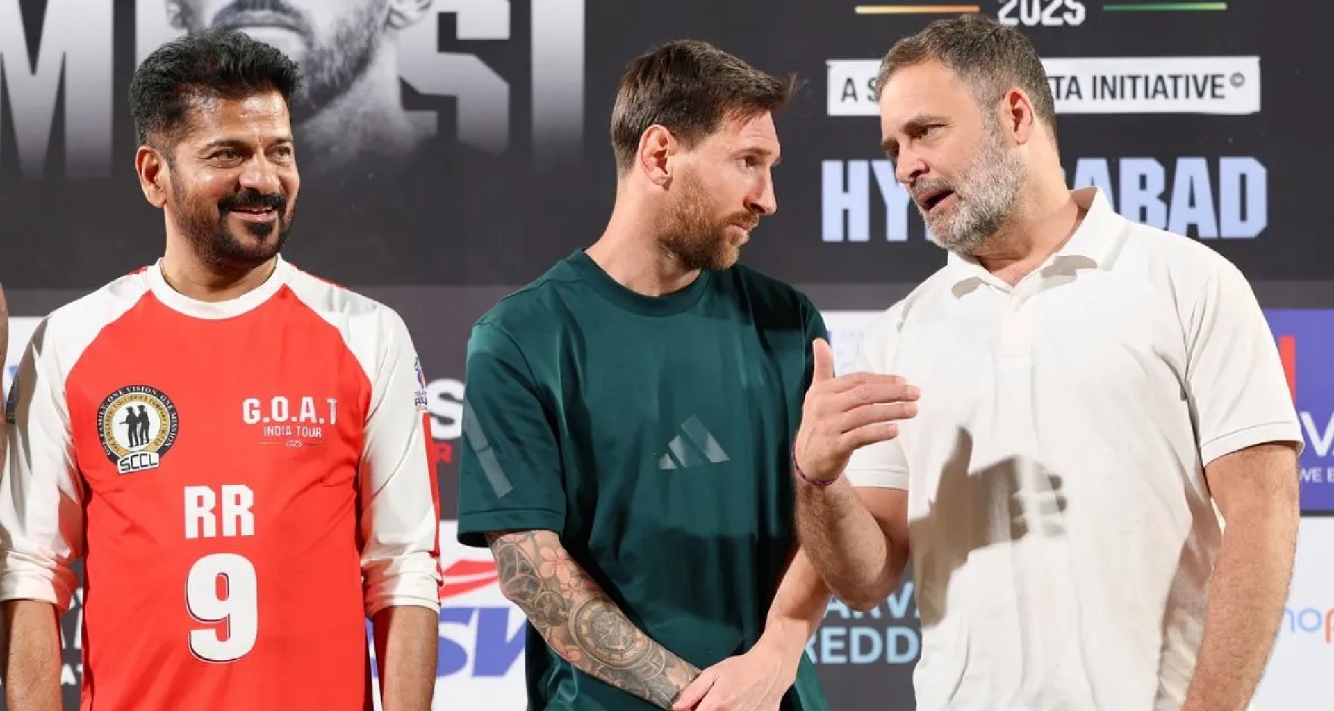 લિયોનેલ મેસ્સી હૈદરાબાદમાં રાહુલ ગાંધીને મળ્યા