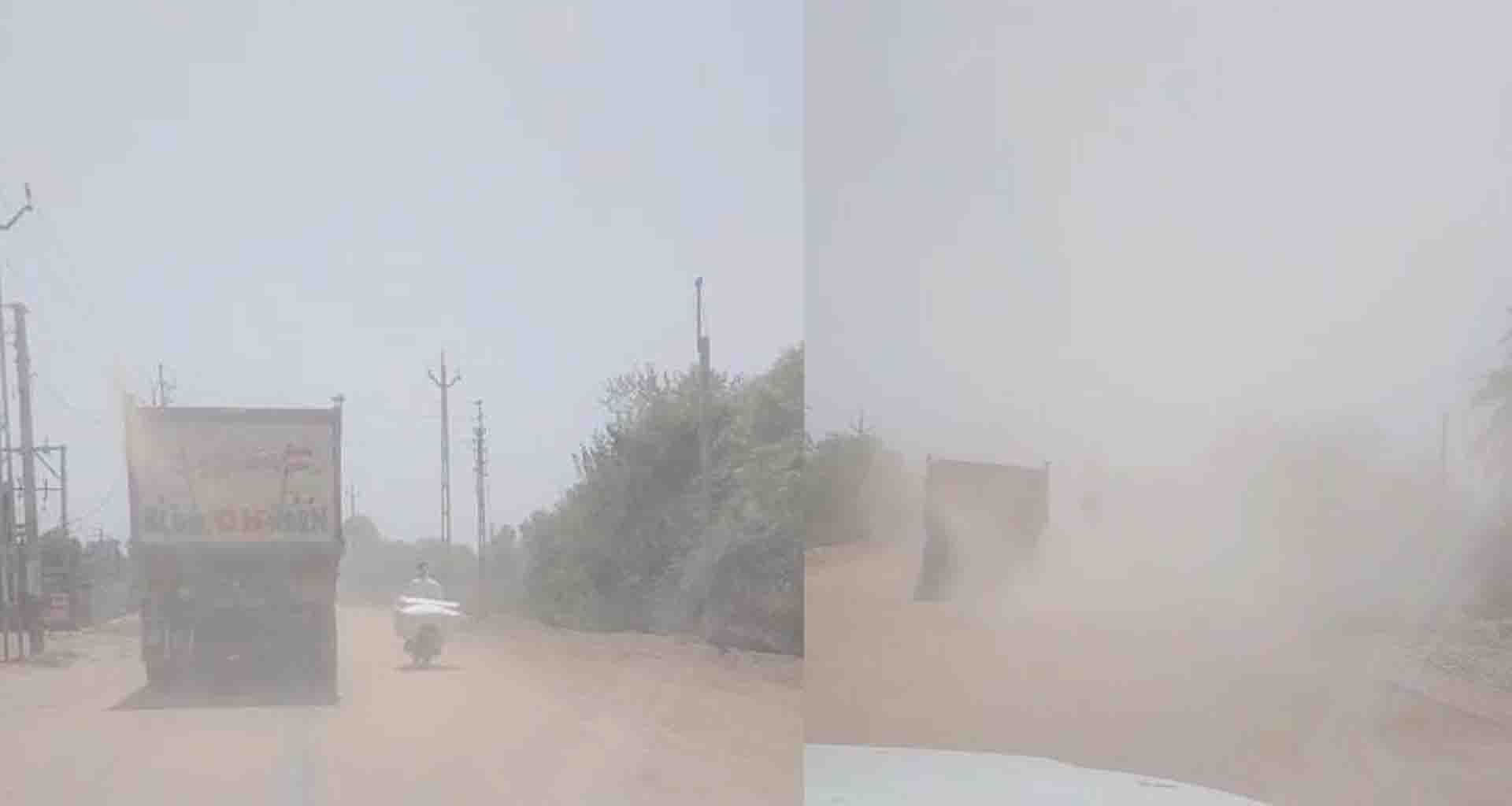 જુનાડીસા વાસણા રોડ ઉપર ધૂળની ડમરીઓ ઉડતા વાહન ચાલકો પરેશાન