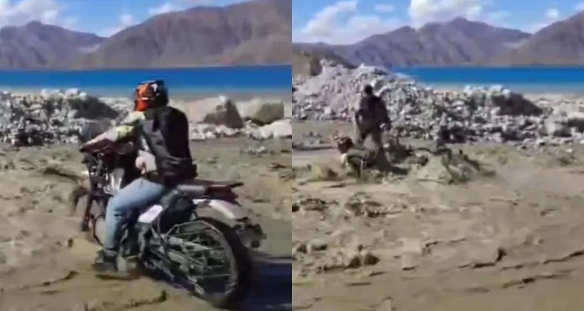 લદ્દાખના પેંગોંગ તળાવ પાસે પૂરમાં બાઈક સવારનું તણાઈ જવાથી મોત