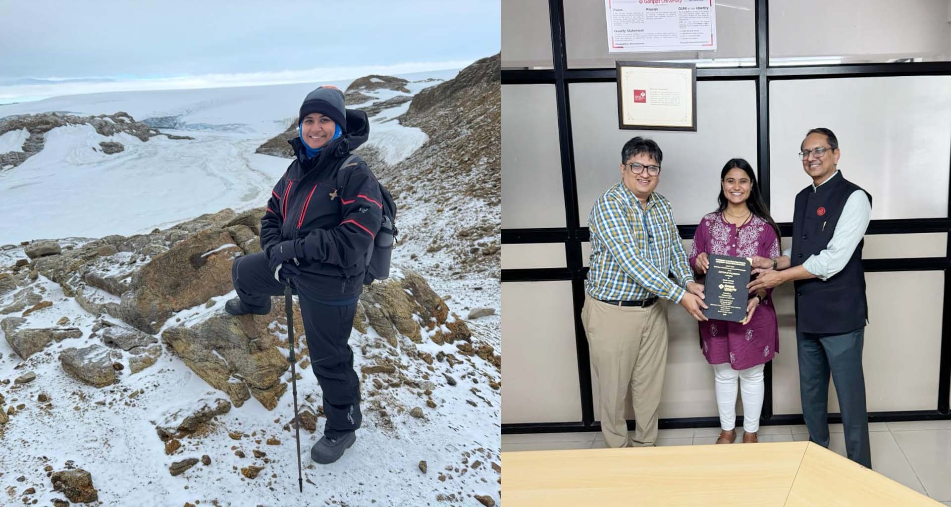 ગણપત યુનિવર્સિટીની રિસર્ચ સ્કોલર પ્રિયંકા પટેલની ફિઝિકસમાં "ફેઈલ" થવાથી પ્રારંભી "એન્ટાર્કટિકા" સુધીની પ્રેરણાદાયી સફર