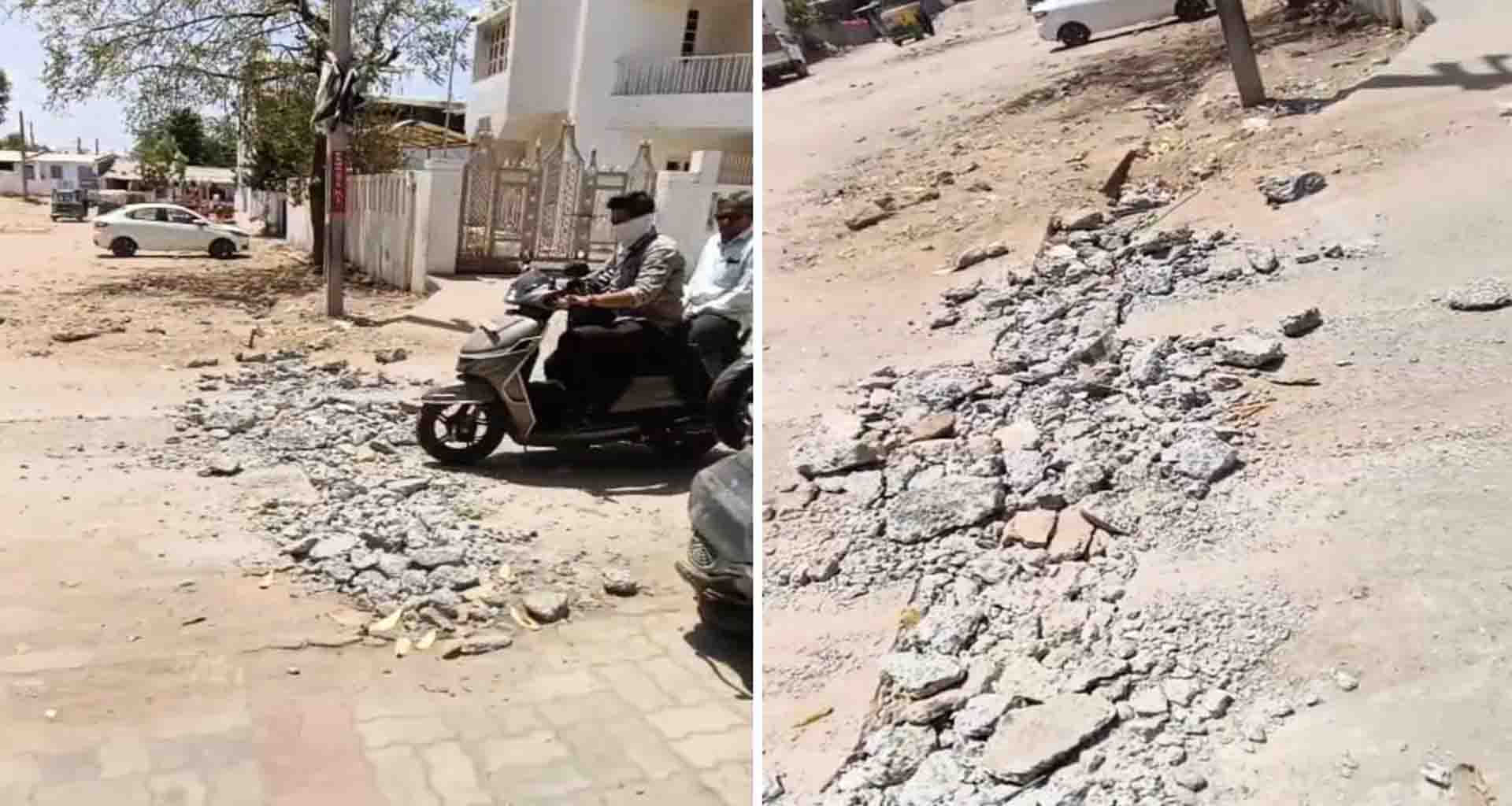 પાલનપુરના અંબિકા નગરમાં જાહેર રોડ ખોદતાં સ્થાનિકોમાં રોષ અકસ્માતની ભીતિ