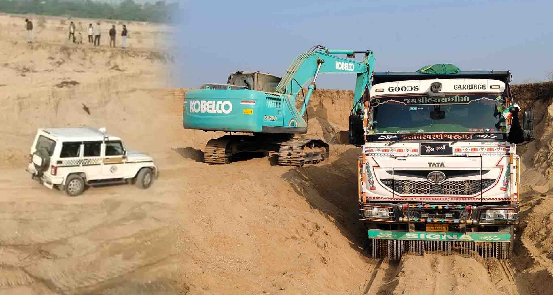 જુનાડીસા નજીક બનાસ નદીમાંથી ખનીજ ચોરી ઝડપાઈ