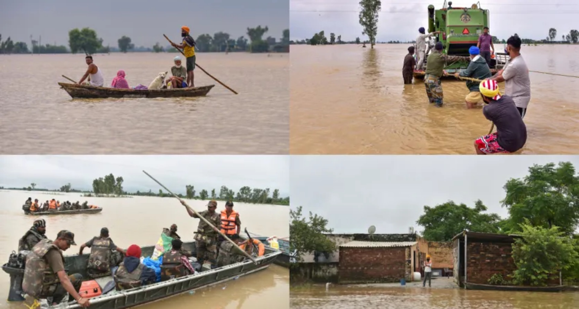 પંજાબમાં પૂરનું દ્રશ્ય, ૧૯૮૮ પછીના સૌથી ભયાનક પૂરમાં બધું ડૂબી ગયું
