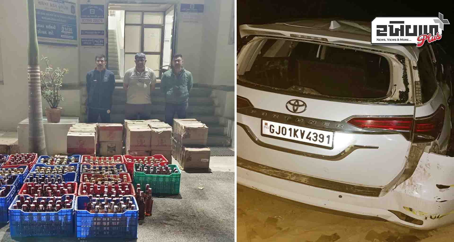 પાલનપુર; દારૂ ભરેલી ફોર્ચ્યુંનર ગાડી સહિત રૂ.19.35 લાખનો મુદ્દામાલ ઝડપાયો