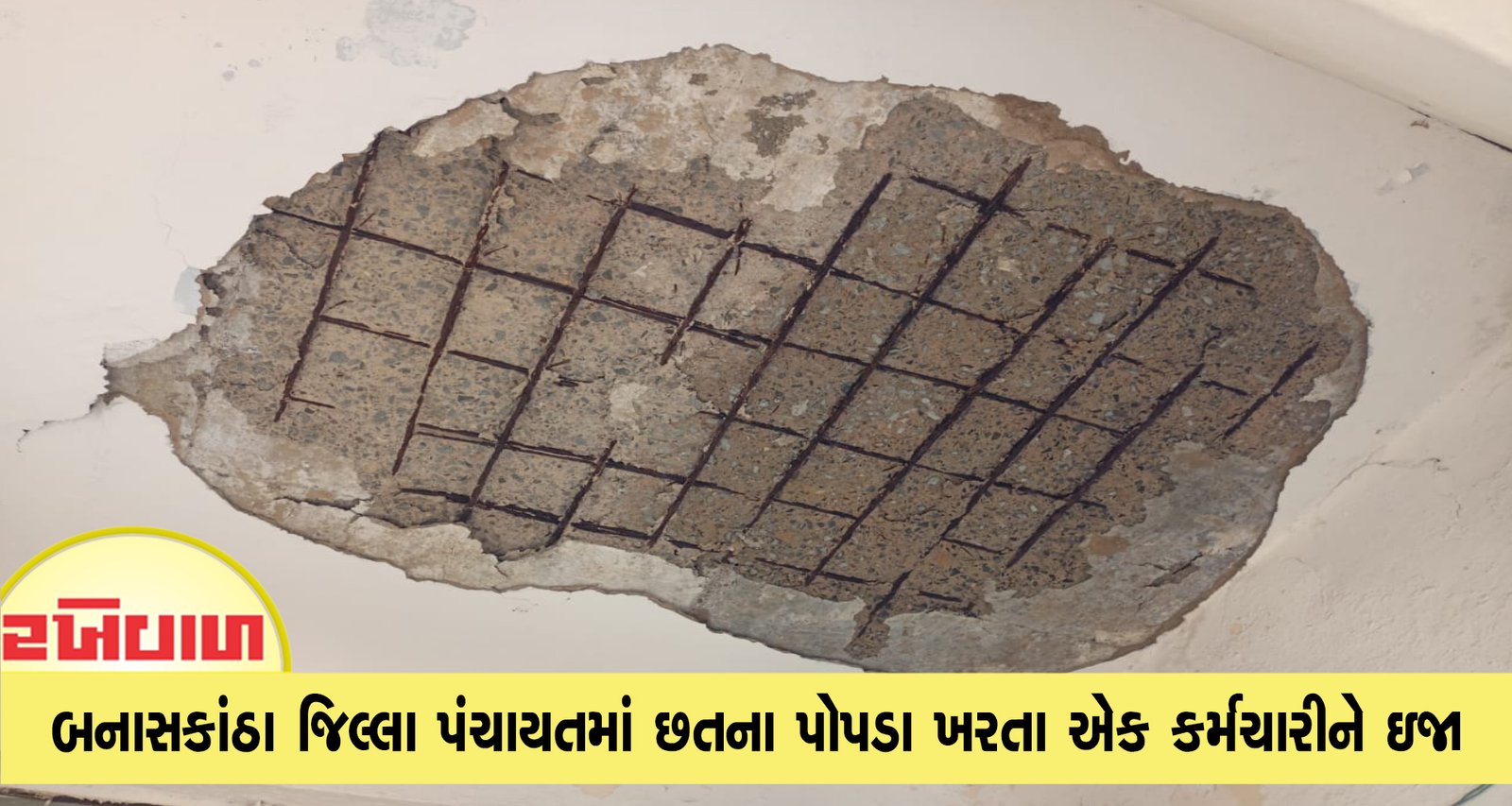 બનાસકાંઠા જિલ્લા પંચાયતમાં છતના પોપડા ખરતા એક કર્મચારીને ઇજા