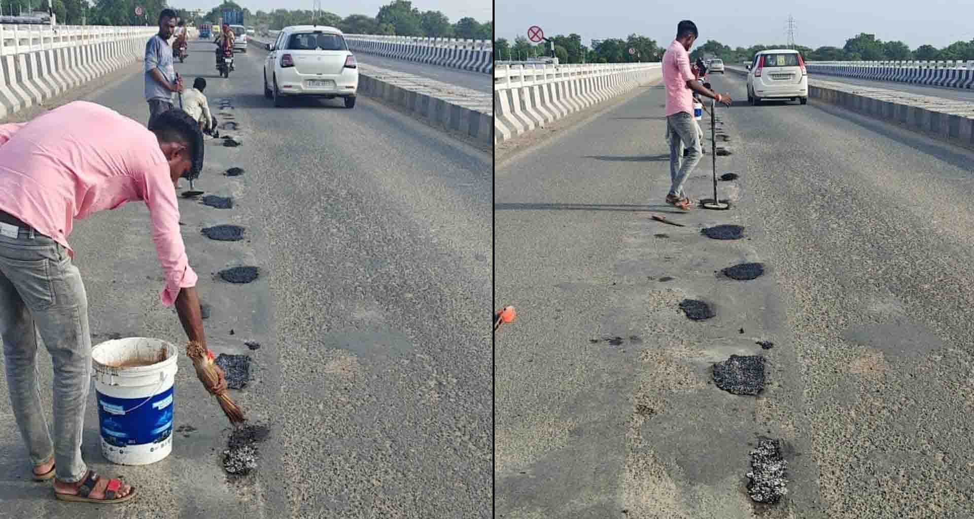 સરસ્વતી-પાટણને જોડતા મુખ્ય માર્ગ પર આવેલ બ્રિજ પર સમારકામ હાથ ધરાયુ