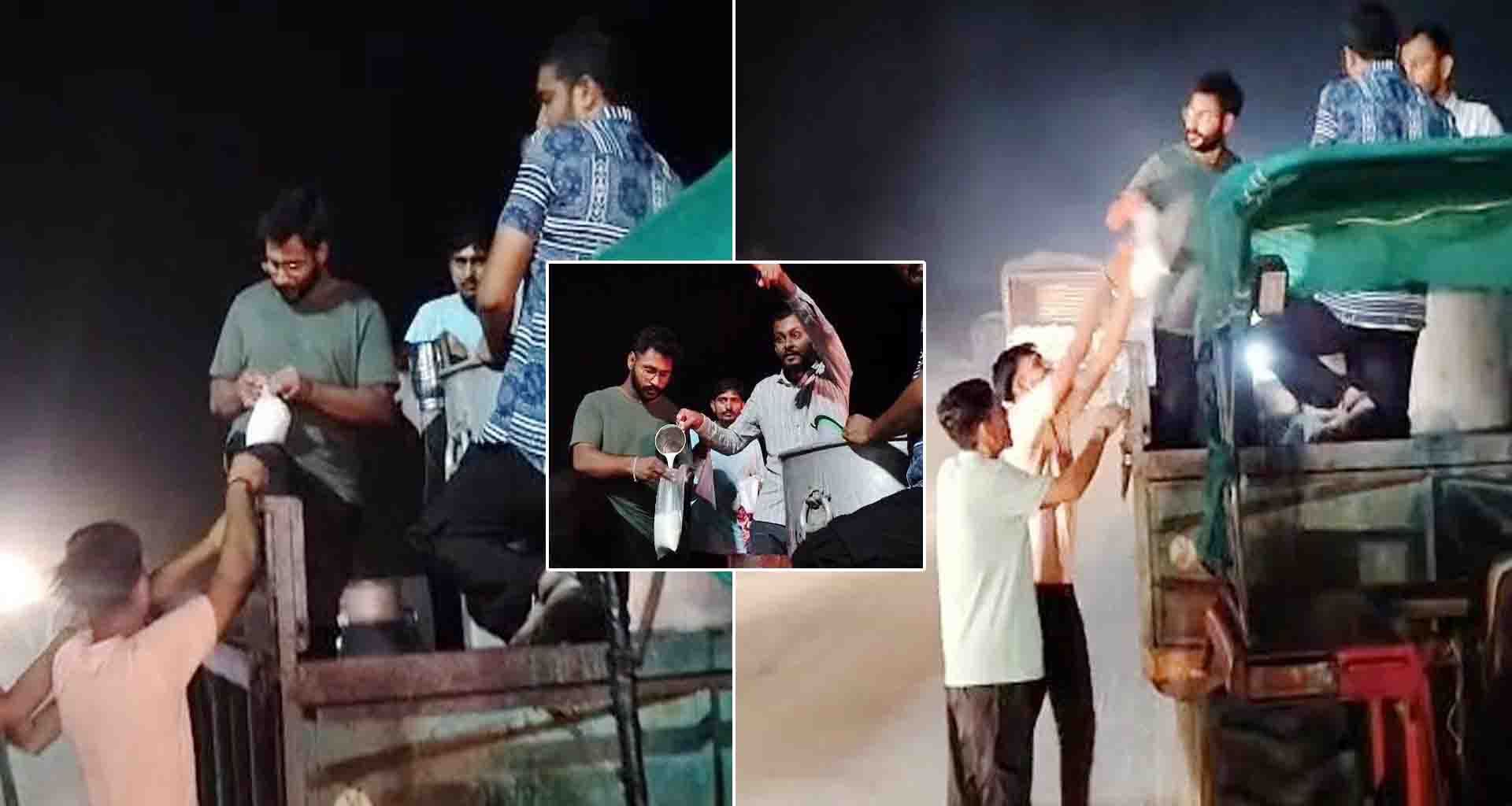 સાબરકાંઠા; પશુપાલકોએ અનોખી રીતે અવાજ ઉઠાવ્યો ચાલકો અને મુસાફરોને મફત દૂધનું વિતરણ કર્યું