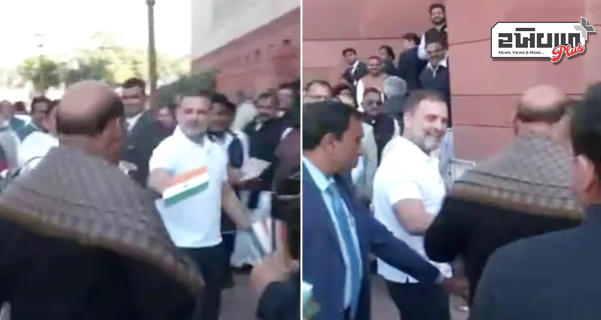 અનોખો વિરોધ કોંગ્રેસના સાંસદ રાહુલ ગાંધીએ રક્ષા મંત્રી રાજનાથ સિંહને ગુલાબના ફૂલ અને ત્રિરંગો આપ્યો