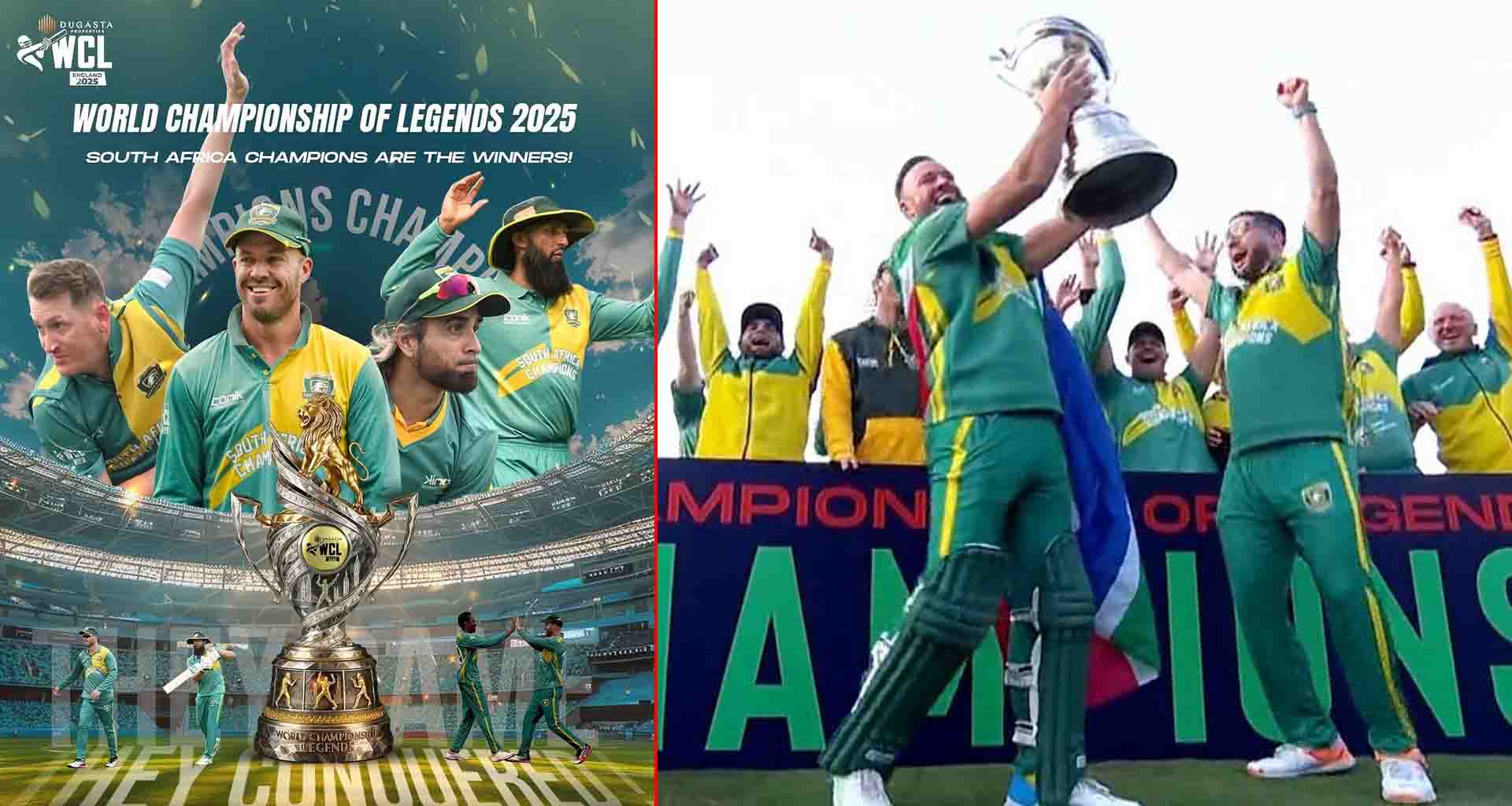 દક્ષિણ આફ્રિકન ચેમ્પિયન્સ ટીમે ફાઇનલ મેચમાં પાકિસ્તાન ચેમ્પિયન્સને 9 વિકેટથી હરાવીને ટાઇટલ જીત્યું