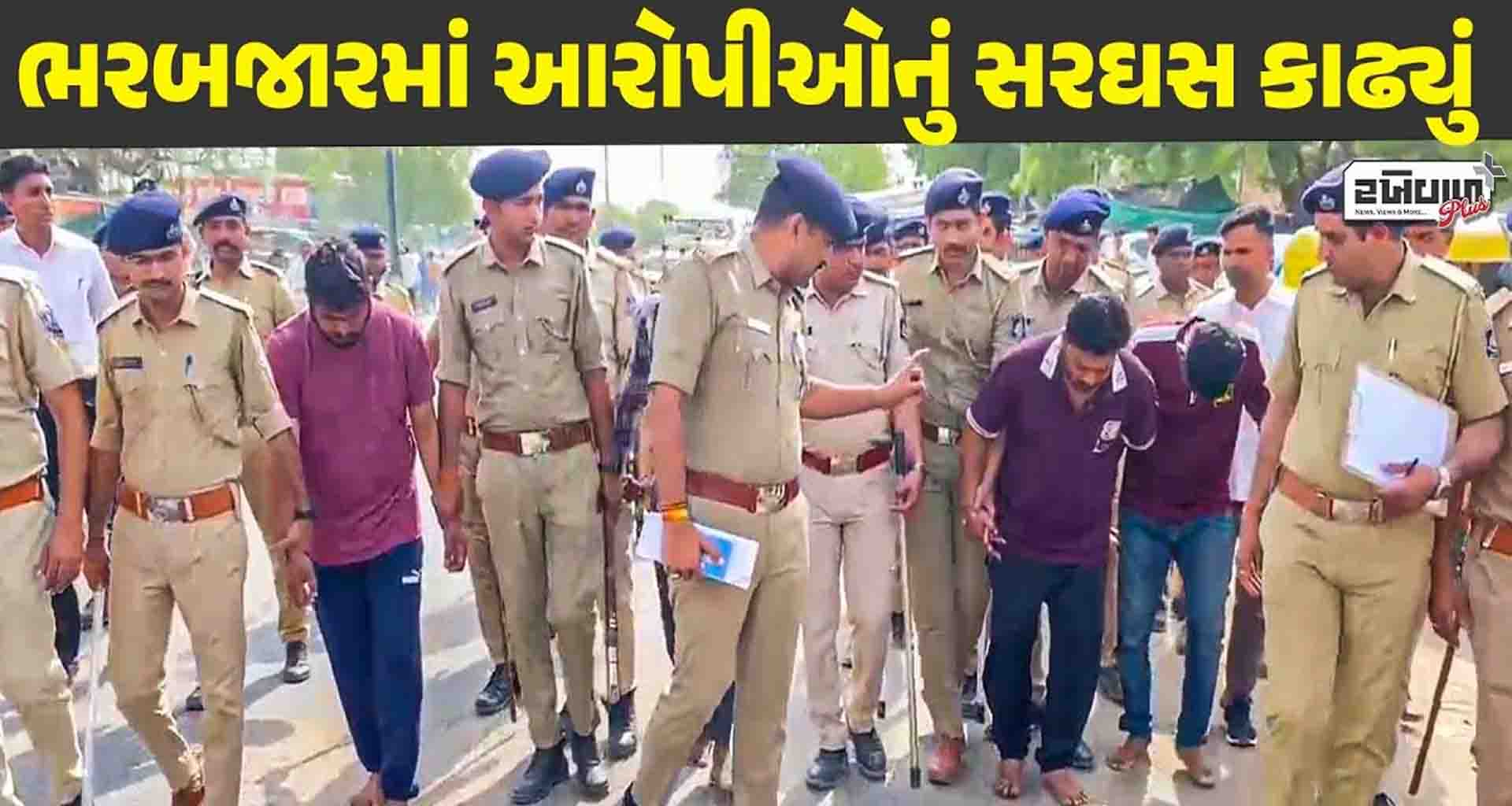 ભાભરમાં મારામારી ઘટના; આરોપીઓને પોલીસ બંદોબસ્ત વચ્ચે રીકન્સ્ટ્રક્શન માટે લવાયા