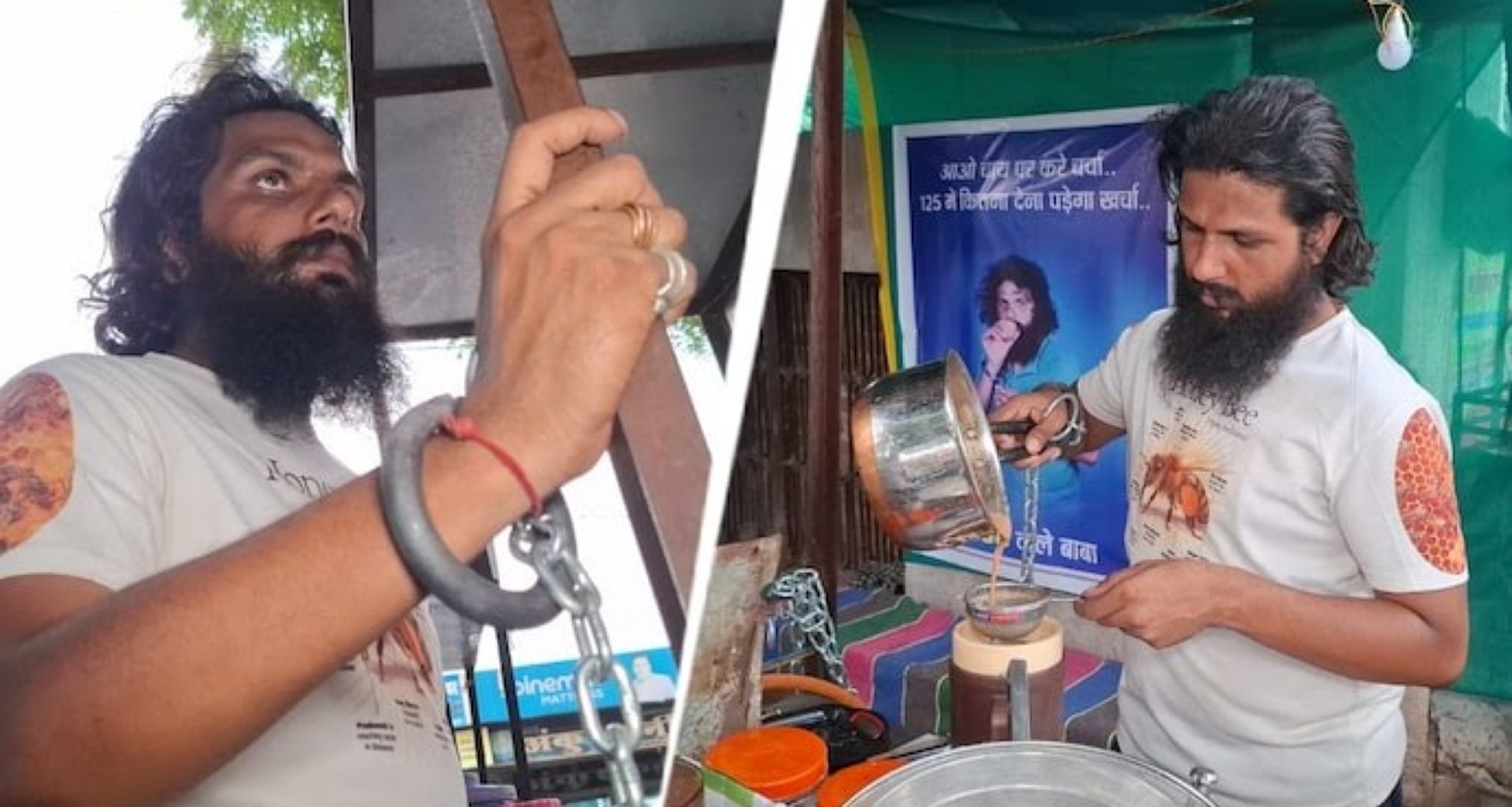 પત્નીના દહેજના આરોપથી હતાશ થઈને પતિએ સ્ટોલ પર હાથકડી પહેરીને ચા પીરસી